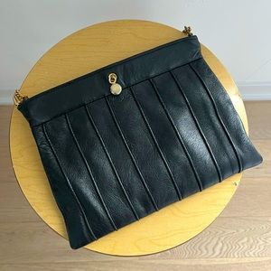 Vintage leather purse with gold chain strap